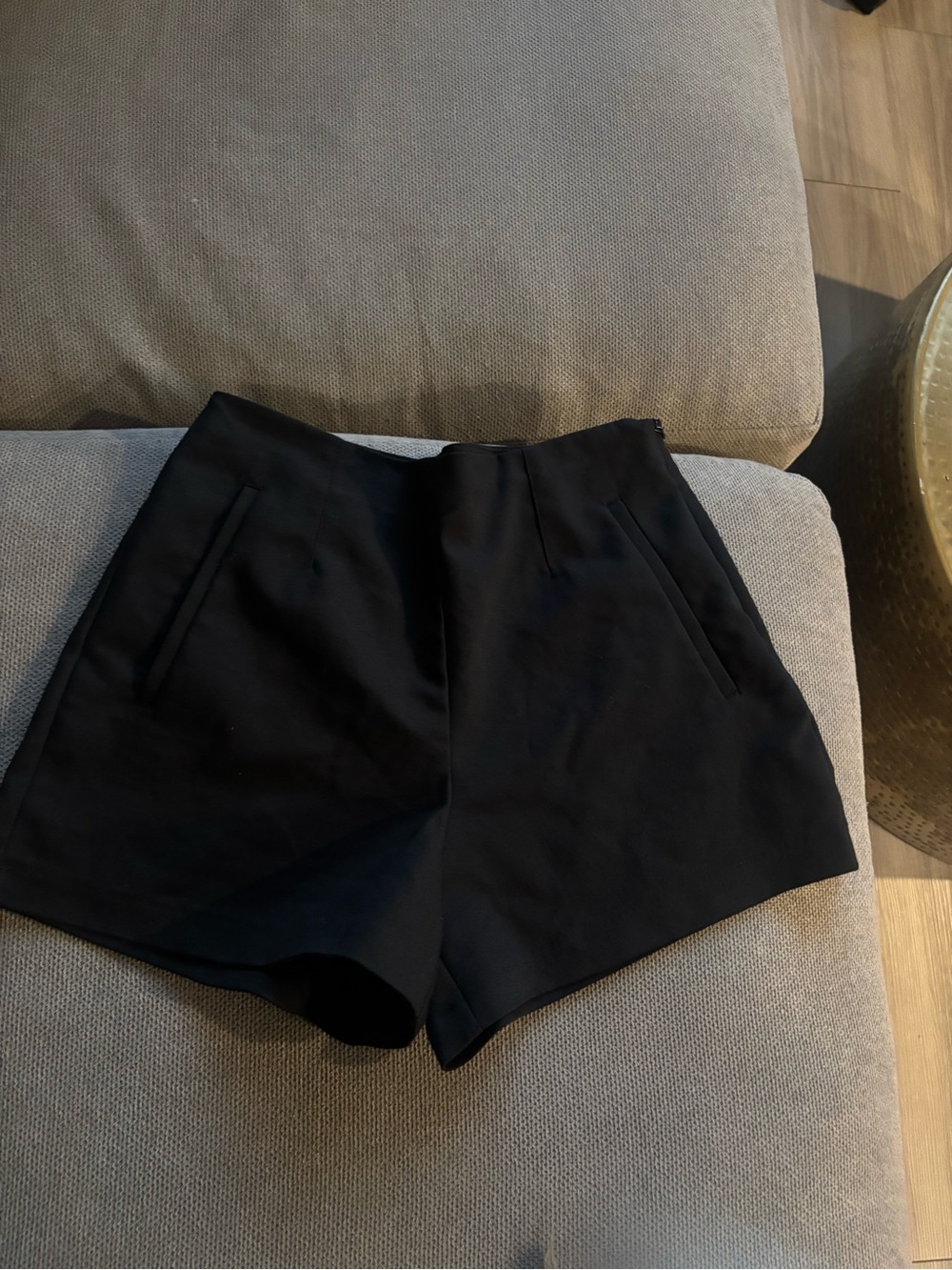 Zara Black High-Waist Tailored Shorts
